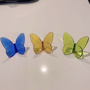 Three Baccarat crystal butterflies, in perfect condition.